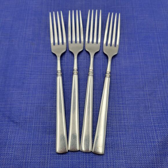 Oneida CUBE EASTON Glossy Dinner Fork Stainless Flatware Set of 4 - Picture 5 of 7